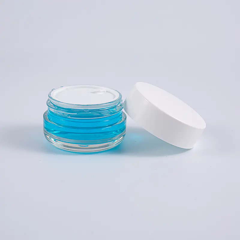 Frasco grosso transparente do creme da parede da forma redonda PETG 50g com tampão de parafuso branco