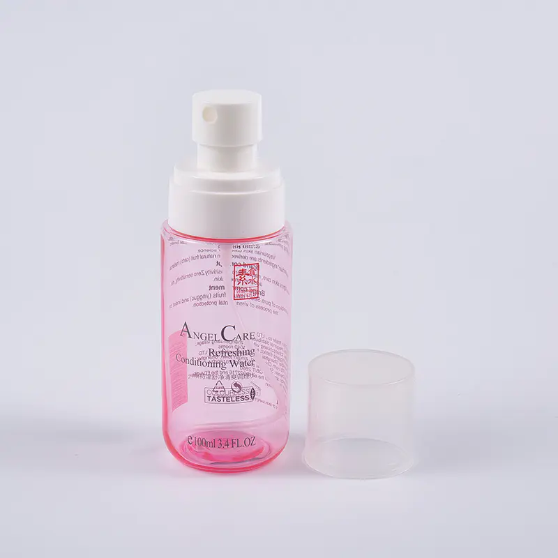 Frascos de toner facial de cor rosa transparente de 100ml
