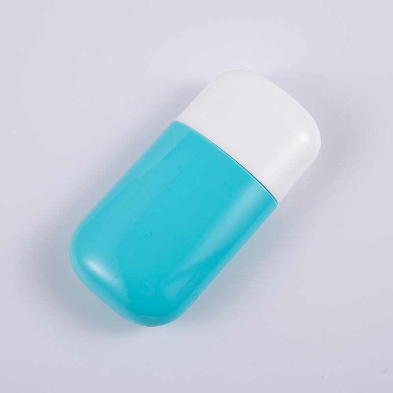 Frasco de protetor solar PE azul de 30ml e 50ml com proteção UV