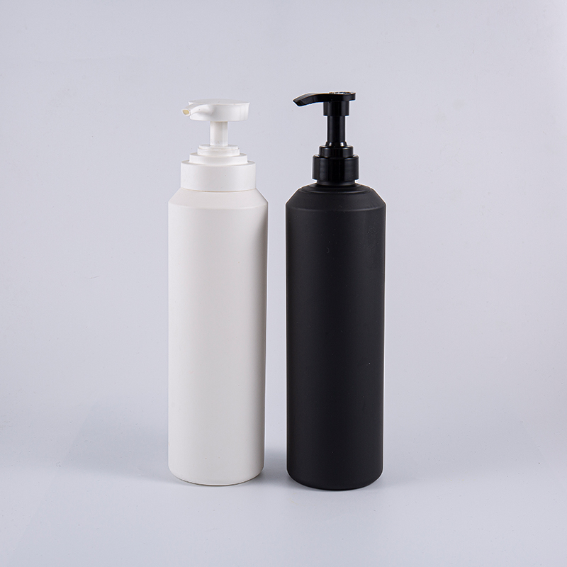 Garrafa de limpeza redonda da bomba do PE branco e preto do tamanho grande 1000ml do toque macio