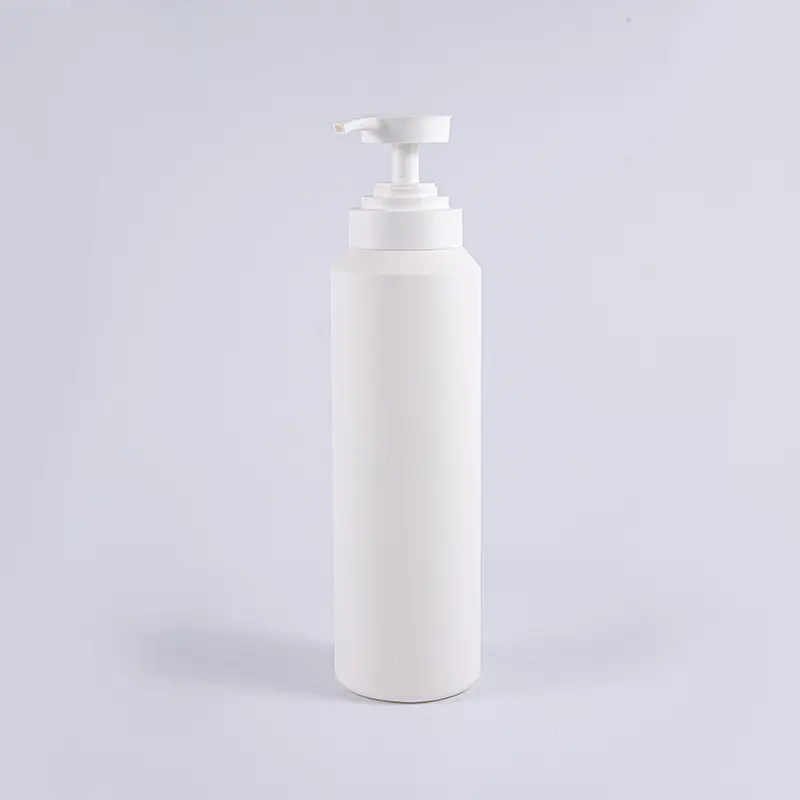 Garrafa de limpeza redonda da bomba do PE branco e preto do tamanho grande 1000ml do toque macio