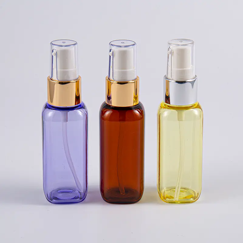 Garrafa de formato quadrado Petg de 50ml para uso em viagem com bomba