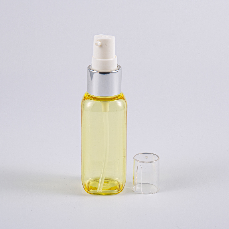 Garrafa de formato quadrado Petg de 50ml para uso em viagem com bomba