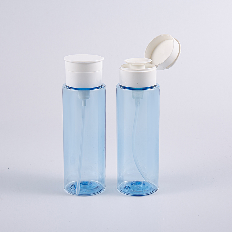 Frascos removedores de maquiagem azuis transparentes de 200ml