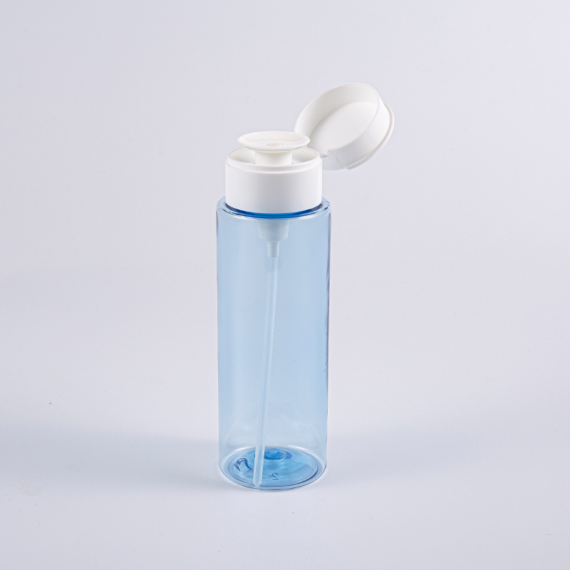 Frascos removedores de maquiagem azuis transparentes de 200ml Frascos removedores de maquiagem azuis transparentes de 200ml